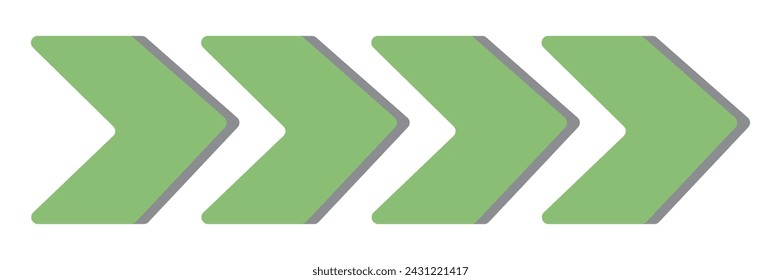  Gruppe der Pfeilsymbole. Satz von schwarzen Pfeilen Symbole mit Verrundungseffekt. Chevron-Symbole. Vektor isoliert auf weißem Hintergrund.