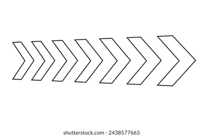 Arrow icons group. Set of black arrows symbols with blend effect. Chevron symbols. Vector isolated on white background.	