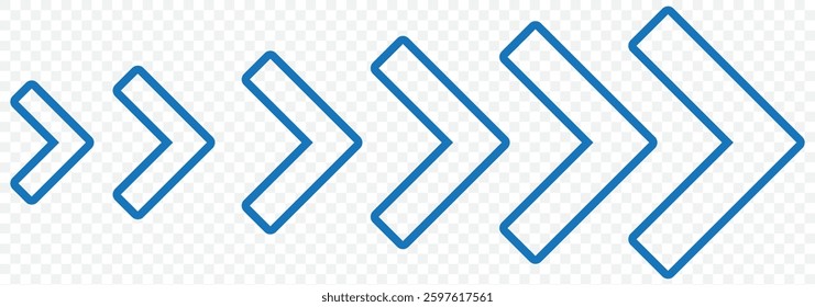 Arrow icons group. Set of black arrows symbols with blend effect. Chevron symbols. Vector isolated on Transparent background. EPS 10.