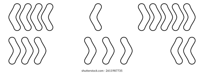 Arrow icons group. Set of black arrows symbols with blend effect. Chevron symbols. Vector isolated on white background. Eps 10.