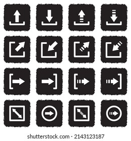 Pfeilsymbole. Grunge Black Flat Design. Vektorgrafik.