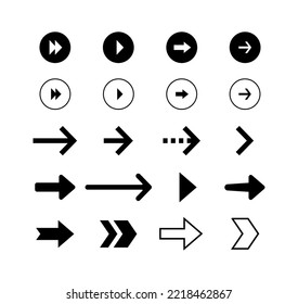 Iconos de flecha aislados. Establece diferentes flechas o diseños web. Ilustración del vector