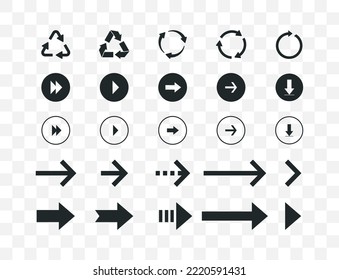 Arrow icons isolated. Set different arrows or web designs. Vector illustration