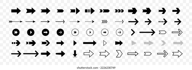 Arrow icons isolated. Set different arrows or web designs. Vector illustration