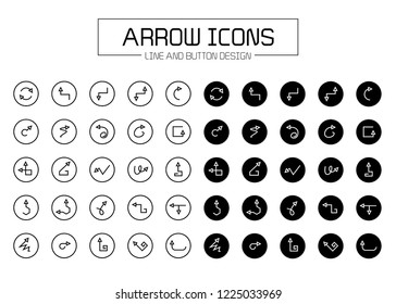 arrow icons, line and button interface 