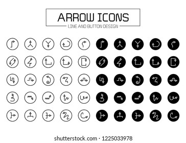 arrow icons, line and button interface 