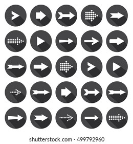 Arrow icons with long shadow on a white background