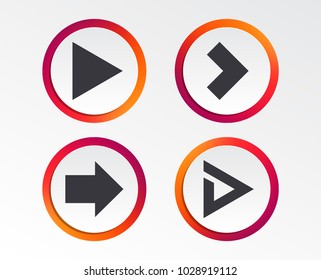 Arrow icons. Next navigation arrowhead signs. Direction symbols. Infographic design buttons. Circle templates. Vector