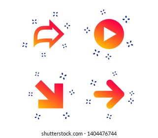Arrow icons. Next navigation arrowhead signs. Direction symbols. Random dynamic shapes. Gradient arrow icon. Vector