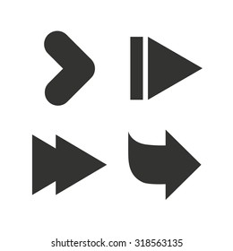 Arrow icons. Next navigation arrowhead signs. Direction symbols. Flat icons on white. Vector