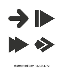 Arrow icons. Next navigation arrowhead signs. Direction symbols. Flat icons on white. Vector