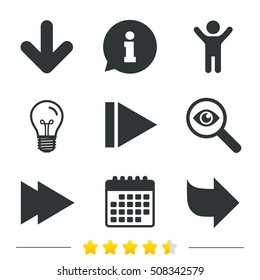 Arrow icons. Next navigation signs symbols.