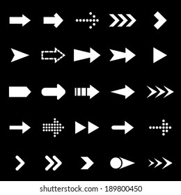 Arrow icons on black background, stock vector