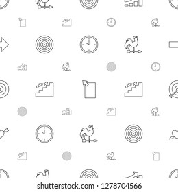arrow icons pattern seamless white background. Included editable line clock, download document, graph, target, stairs, weather vane, heart with arrow icons. arrow icons for web and mobile.