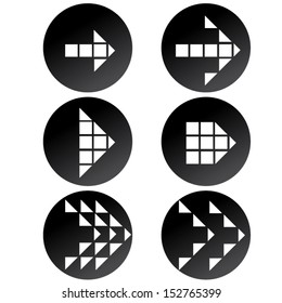 arrow icons. pixel design set. vector illustration 