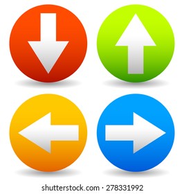 Arrow icons pointing up, down, left and right. Vector graphics.