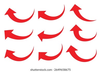 Arrow up icons. Red arrow icon on white background. Flat style arrow icon for your website, design, logo, app, UI. Curve arrow upward. vector illustration.