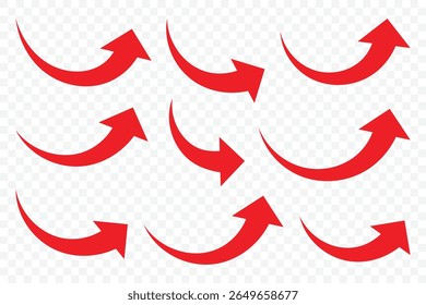 Arrow up icons. Red arrow icon on white background. Flat style arrow icon for your website, design, logo, app, UI. Curve arrow upward. vector illustration.