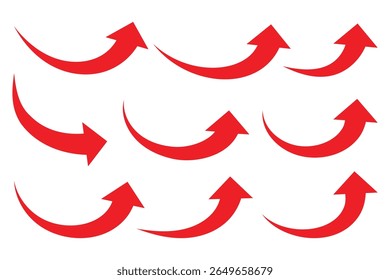 Arrow up icons. Red arrow icon on white background. Flat style arrow icon for your website, design, logo, app, UI. Curve arrow upward. vector illustration.