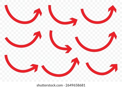 Arrow up icons. Red arrow icon on white background. Flat style arrow icon for your website, design, logo, app, UI. Curve arrow upward. vector illustration.