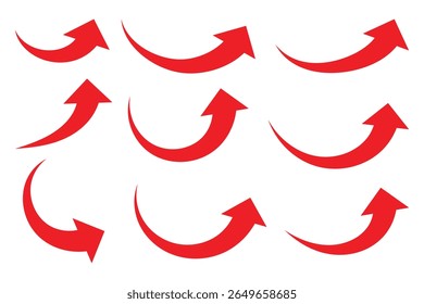 Arrow up icons. Red arrow icon on white background. Flat style arrow icon for your website, design, logo, app, UI. Curve arrow upward. vector illustration.