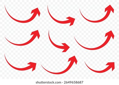 Arrow up icons. Red arrow icon on white background. Flat style arrow icon for your website, design, logo, app, UI. Curve arrow upward. vector illustration.