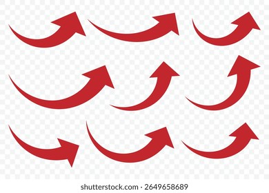Arrow up icons. Red arrow icon on white background. Flat style arrow icon for your website, design, logo, app, UI. Curve arrow upward. vector illustration.