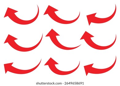 Arrow up icons. Red arrow icon on white background. Flat style arrow icon for your website, design, logo, app, UI. Curve arrow upward. vector illustration.