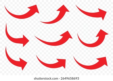 Arrow up icons. Red arrow icon on white background. Flat style arrow icon for your website, design, logo, app, UI. Curve arrow upward. vector illustration.