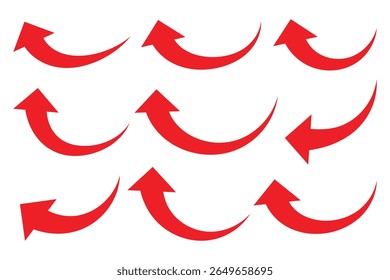 Arrow up icons. Red arrow icon on white background. Flat style arrow icon for your website, design, logo, app, UI. Curve arrow upward. vector illustration.