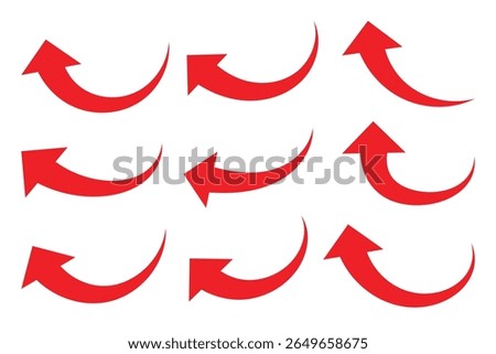Arrow up icons. Red arrow icon on white background. Flat style arrow icon for your website, design, logo, app, UI. Curve arrow upward. vector illustration.