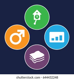 Arrow icons set. set of 4 arrow filled icons such as male, sponge, pendulum