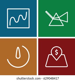 Arrow icons set. set of 4 arrow outline icons such as stopwatch camera, lot price, intersection