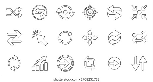 arrow icons set. arrows, click, move, refresh, repeat, swap, transfer, increase and more. simple line vector