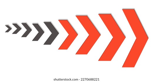 Arrow icons. Set of arrows goes from small to large. Vector illustration.