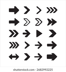 Arrow Icons Set in Black Direction Symbols Collection.eps