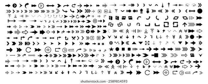 Arrow icons Set of black arrow icons Right direction arrow symbol
