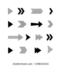 Arrow icons set or button in modern simple pictogram is minimal, flat, simple, modern style for applications, web, app. Isolated on white background. Vector EPS 10