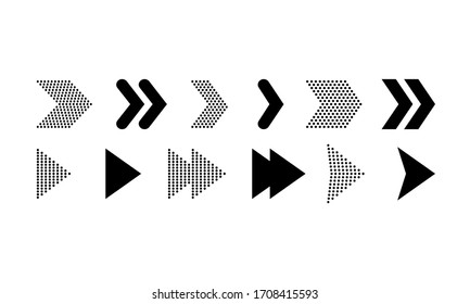 Arrow icons set or button in modern simple pictogram is minimal, flat, simple, modern style for applications, web, app. Isolated on white background. Vector EPS 10