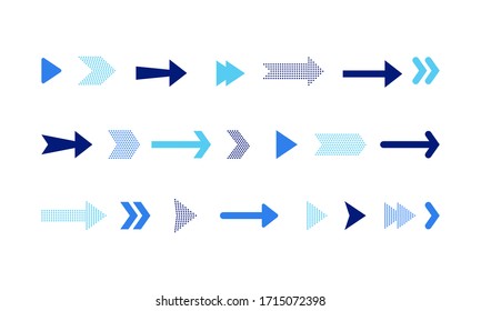 Arrow icons set or button in modern simple pictogram is minimal, flat, simple, modern style for applications, web, app Isolated on white background. Vector EPS 10.