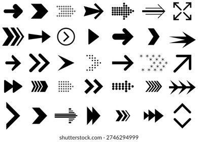 Arrow icons set. Arrow buttons icon set. Website slider navigation symbols. Next and previous rounded buttons for app. Black arrow buttons isolated and outline vector illustration.