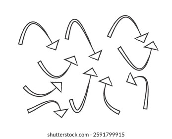 Arrow icons set with chalk scribble style Vector illustration. Arrow icons set with chalk scribble style, hand-drawn sketch arrows, grunge vector arrow collection, messy chalk arrows for design