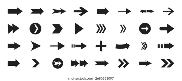 Arrow icons set. Collection different arrows sign. Black vector arrows icons. Vector illustration .  