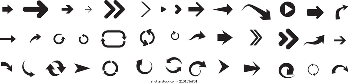Conjunto de iconos de flecha. Colección de flechas. Simple flecha grande conjunto. Ilustración del vector