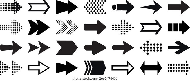 Conjunto de iconos de flecha. Flecha colección. Conjunto grande de flecha simple. Ilustración vectorial