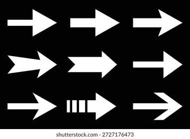 Ícones de seta definidos. Coleção de Setas. Conjunto Grande de Setas Simples. Ilustração de vetor. 