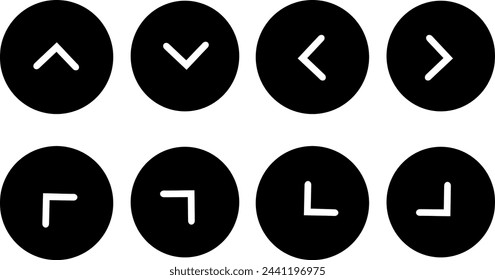 Arrow icons set, control button, navigation for apps, UI, and website. Replaceable vector design.