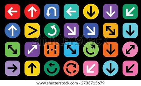 Arrow icons set cursor arrow up and symbol icons. Modern simple solid arrow collection web design
