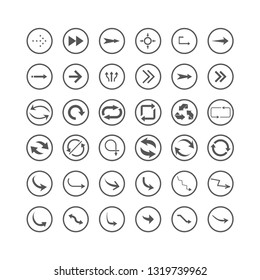 Arrow icons set. Direction, curve, repeat, loading refresh incons set Vector illustration