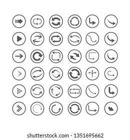 Arrow icons set. Direction, curve, repeat, loading refresh incons set Vector illustration